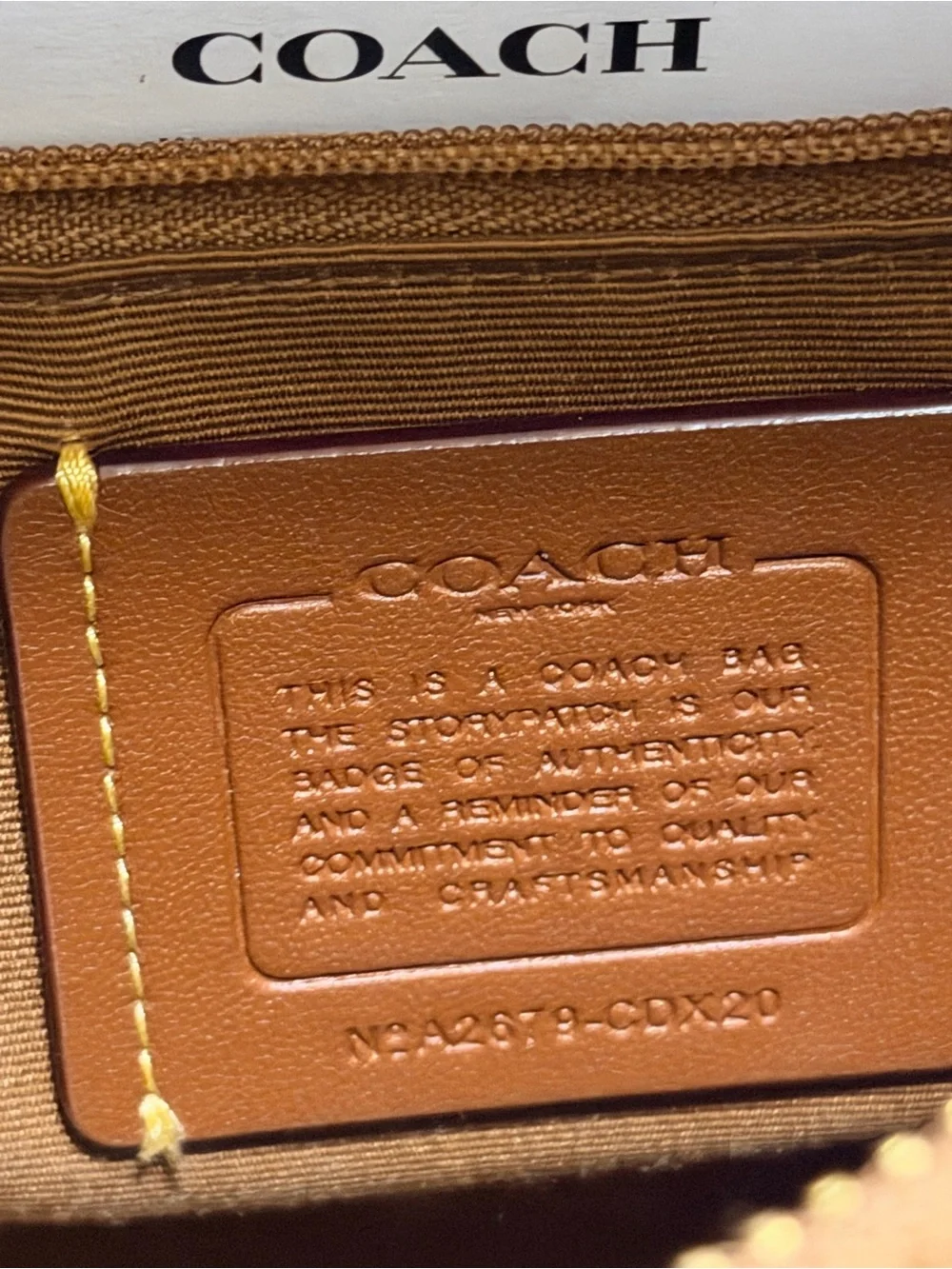 Coach Woven Crescent Hobo in Tan and Cream